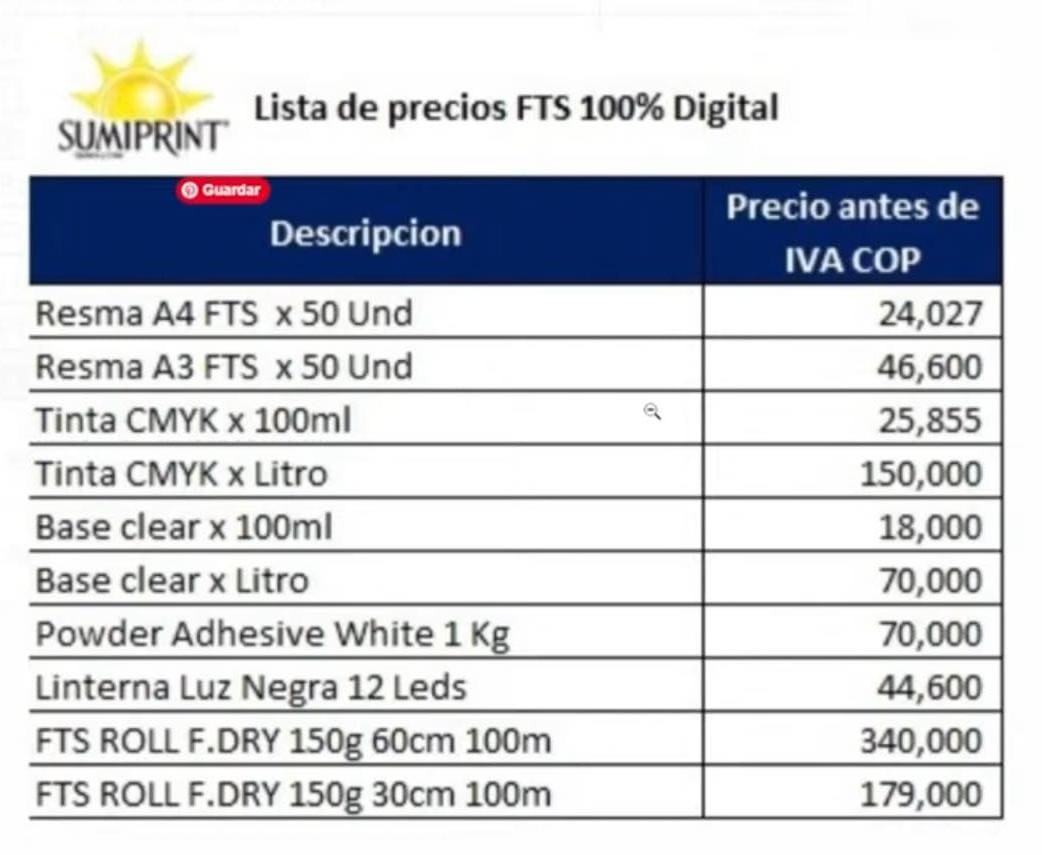 precios fts impresión